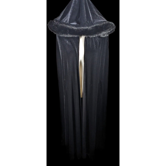 Vintage Gothic Jeffrey & Dara Evenings By Tom Barra Velvet Hooded Cloak With Faux Fur Trimmed Hood
