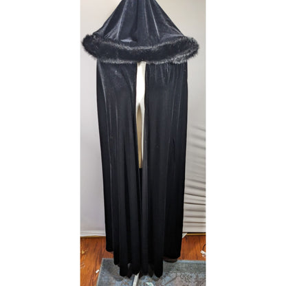 Vintage Gothic Jeffrey & Dara Evenings By Tom Barra Velvet Hooded Cloak With Faux Fur Trimmed Hood