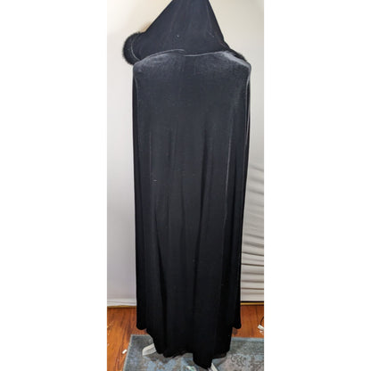 Vintage Gothic Jeffrey & Dara Evenings By Tom Barra Velvet Hooded Cloak With Faux Fur Trimmed Hood