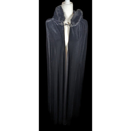 Vintage Gothic Jeffrey & Dara Evenings By Tom Barra Velvet Hooded Cloak With Faux Fur Trimmed Hood