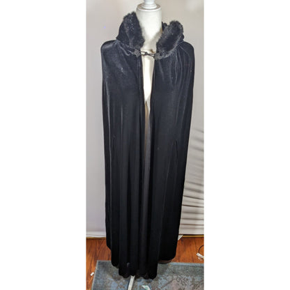Vintage Gothic Jeffrey & Dara Evenings By Tom Barra Velvet Hooded Cloak With Faux Fur Trimmed Hood