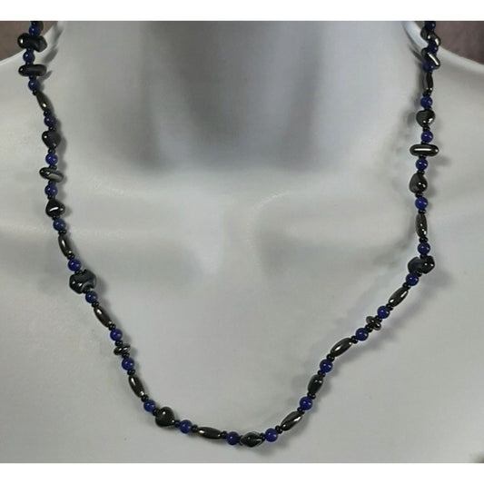 Casual Black And Blue Beaded Necklace