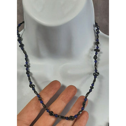 Casual Black And Blue Beaded Necklace