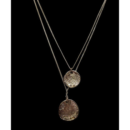 Liz Claiborne Layered Gold-Tone Necklace With Textured Circular Pendants & Rhinestone Accents