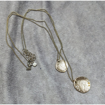 Liz Claiborne Layered Gold-Tone Necklace With Textured Circular Pendants & Rhinestone Accents