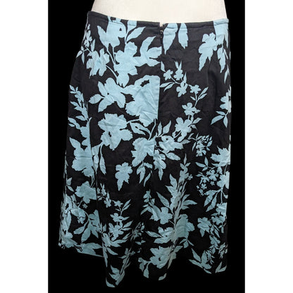 Vintage Newport News Black And Blue Floral Knee Length Skirt