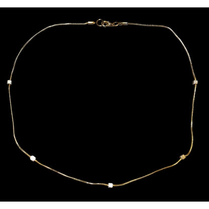 Minimalist Gold Chain Square Beaded Station Necklace