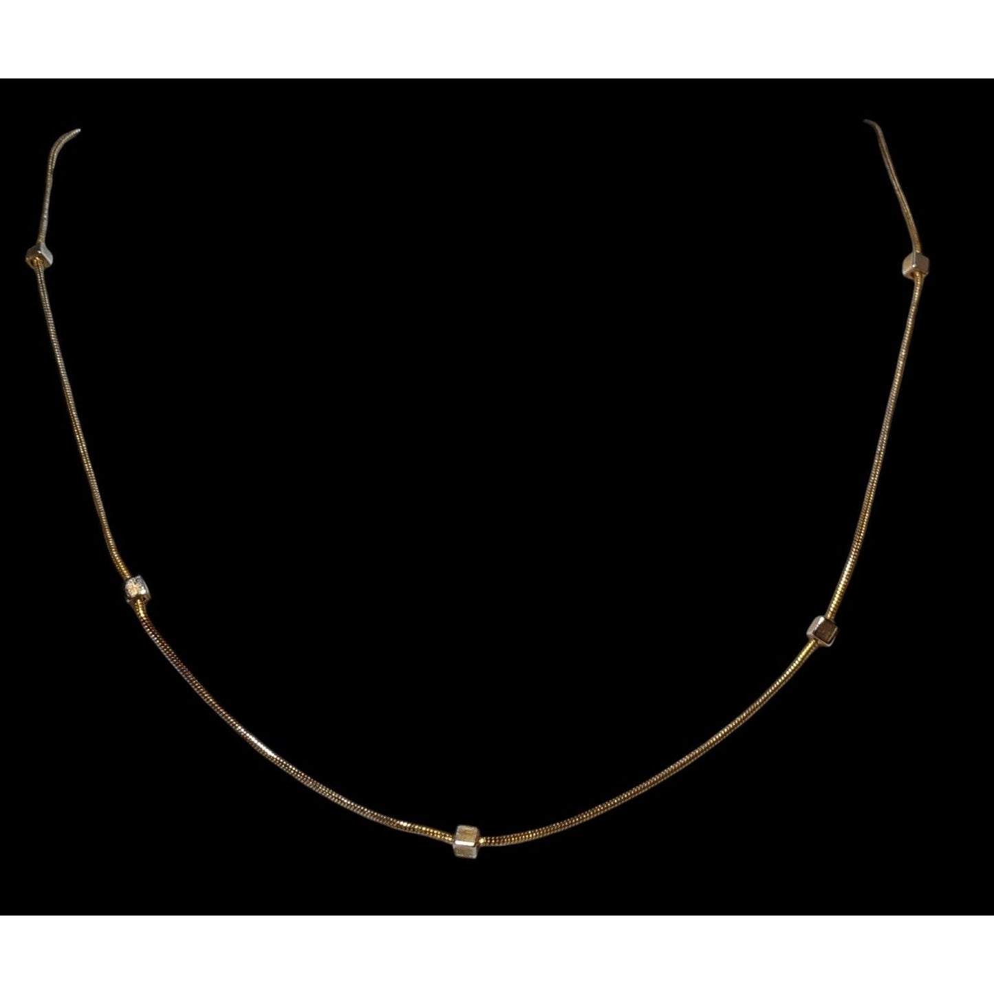 Minimalist Gold Chain Square Beaded Station Necklace