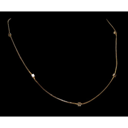 Minimalist Gold Chain Square Beaded Station Necklace