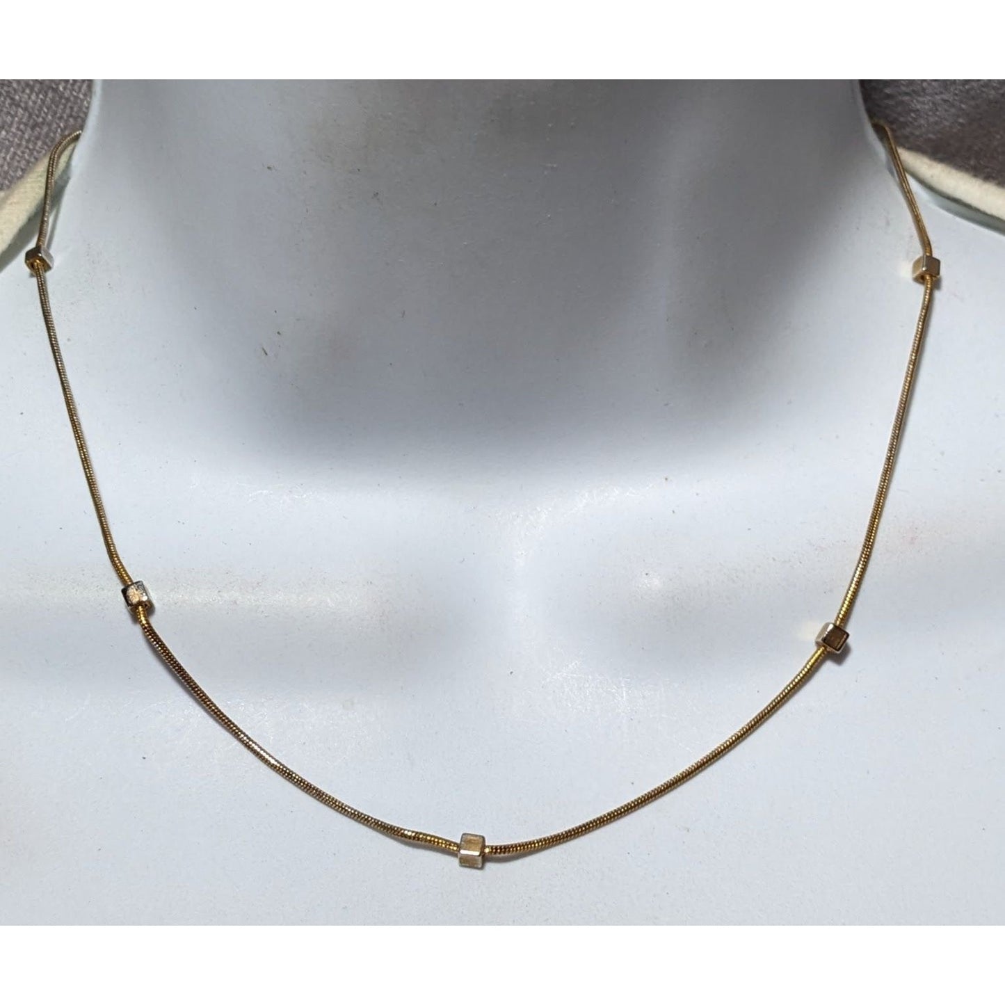 Minimalist Gold Chain Square Beaded Station Necklace