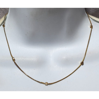 Minimalist Gold Chain Square Beaded Station Necklace