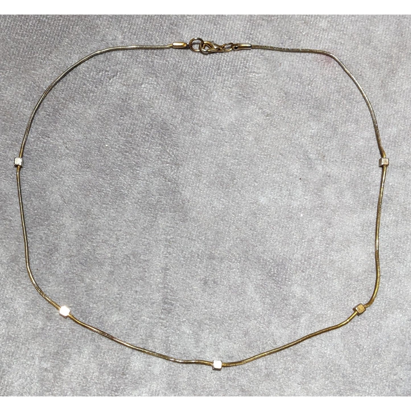 Minimalist Gold Chain Square Beaded Station Necklace