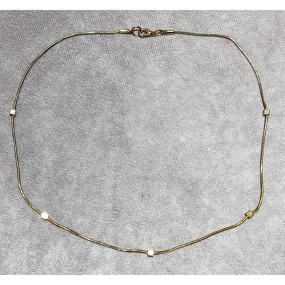 Minimalist Gold Chain Square Beaded Station Necklace