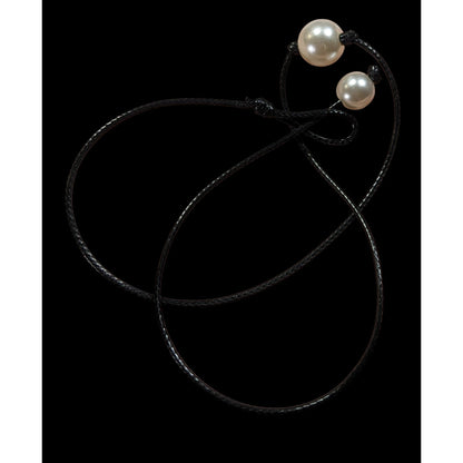 Minimalist Faux Pearl Necklace On Black Cord