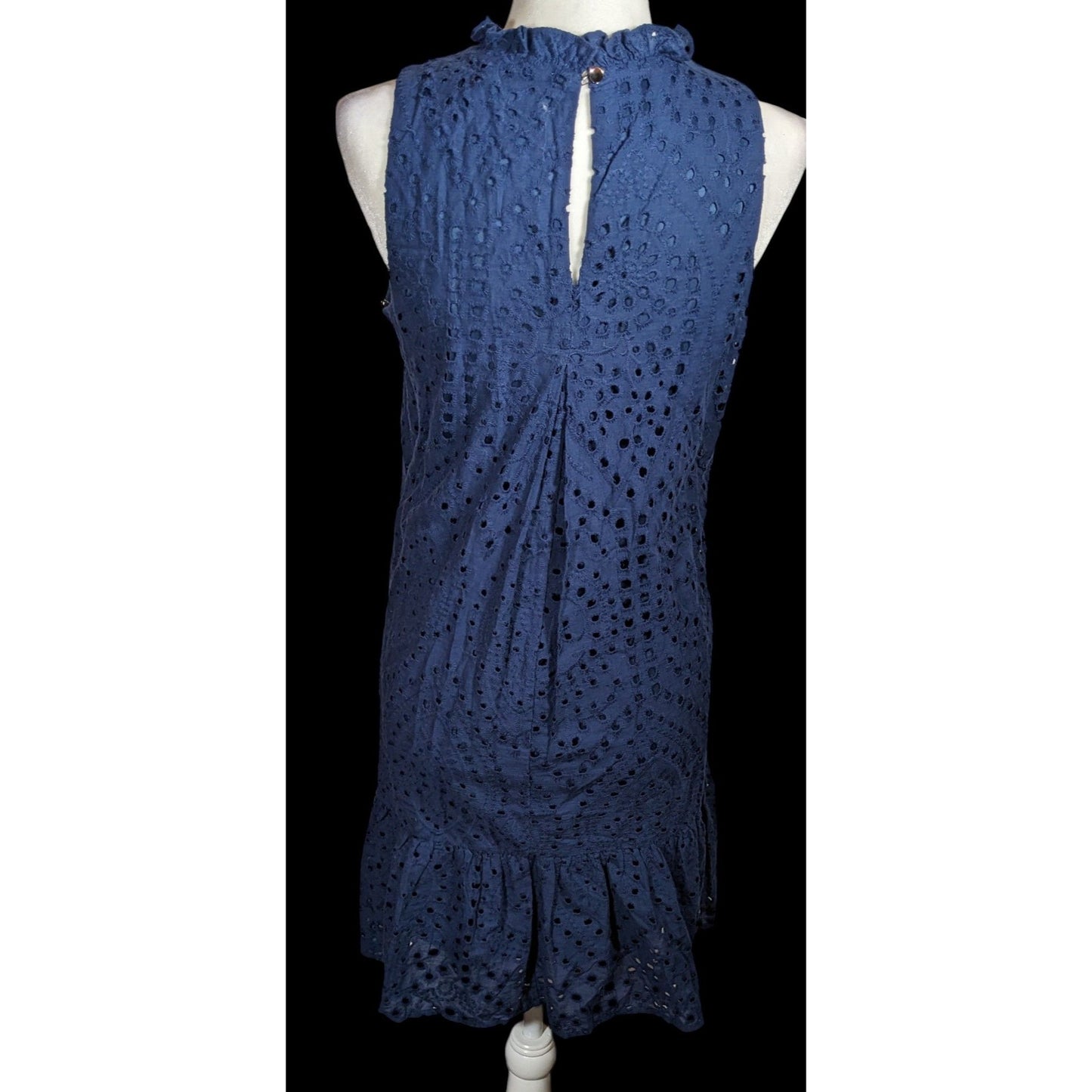 Julia Jordan Eyelet Dress Navy Blue With Ruffled Edge