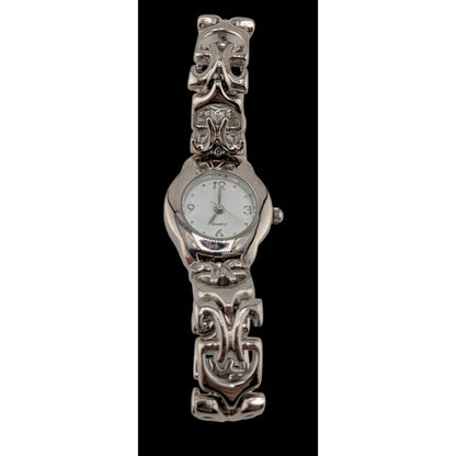 Womens Quartz Watch With Ornate Band & White Face