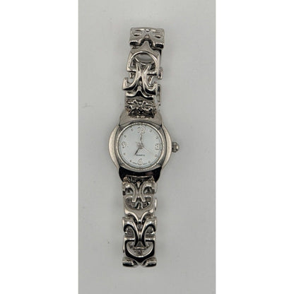 Womens Quartz Watch With Ornate Band & White Face