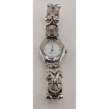 Womens Quartz Watch With Ornate Band & White Face