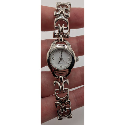 Womens Quartz Watch With Ornate Band & White Face