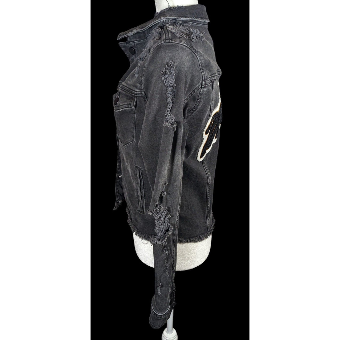 Raiine Black Distressed Denim Malibu Jacket