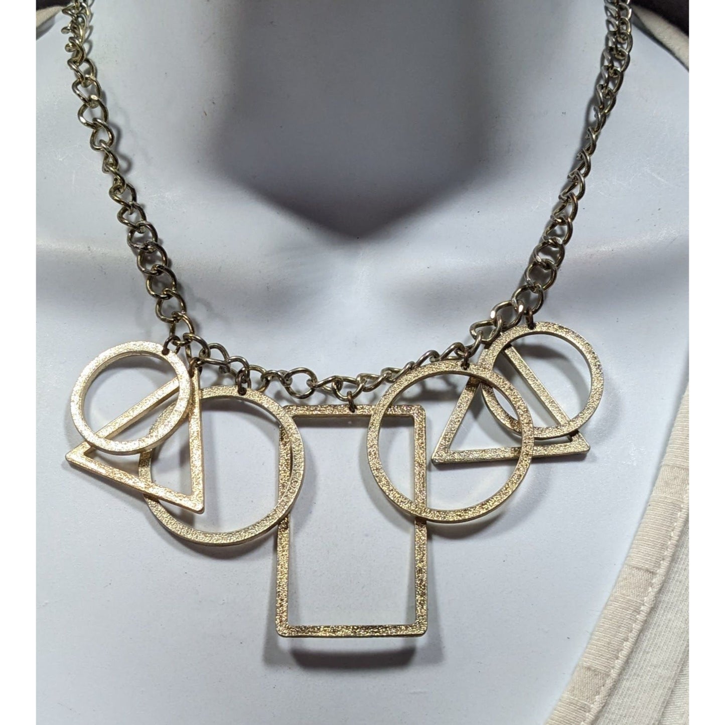 Funky Open Geometric Shape Charm Necklace