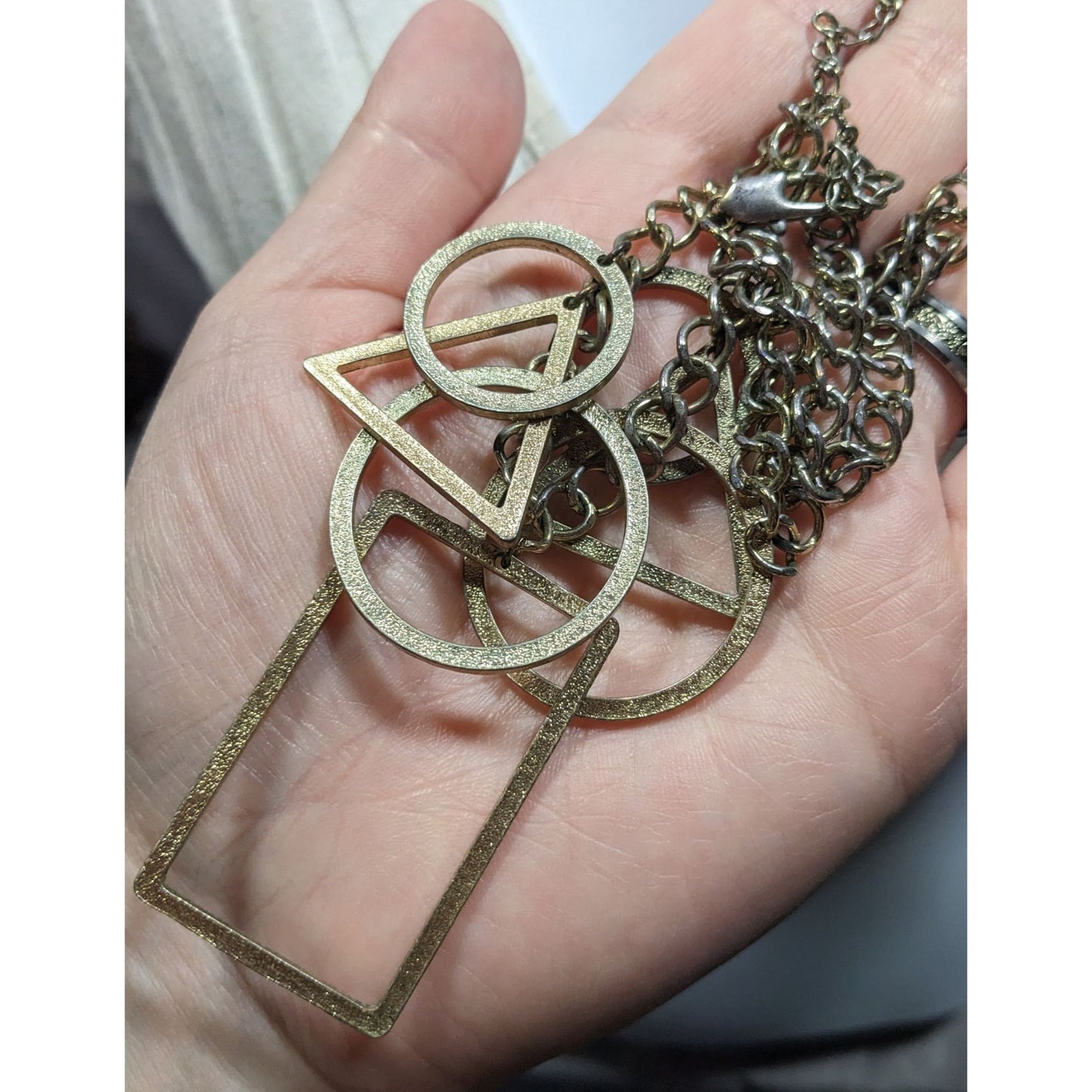 Funky Open Geometric Shape Charm Necklace