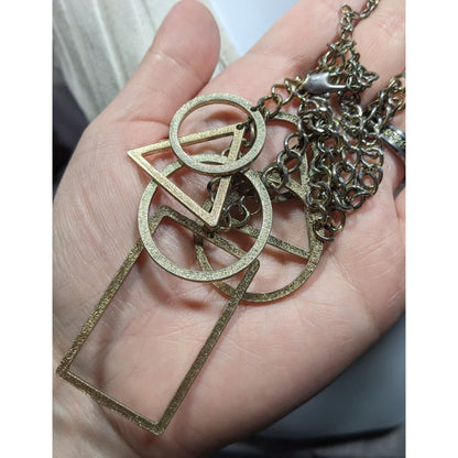 Funky Open Geometric Shape Charm Necklace