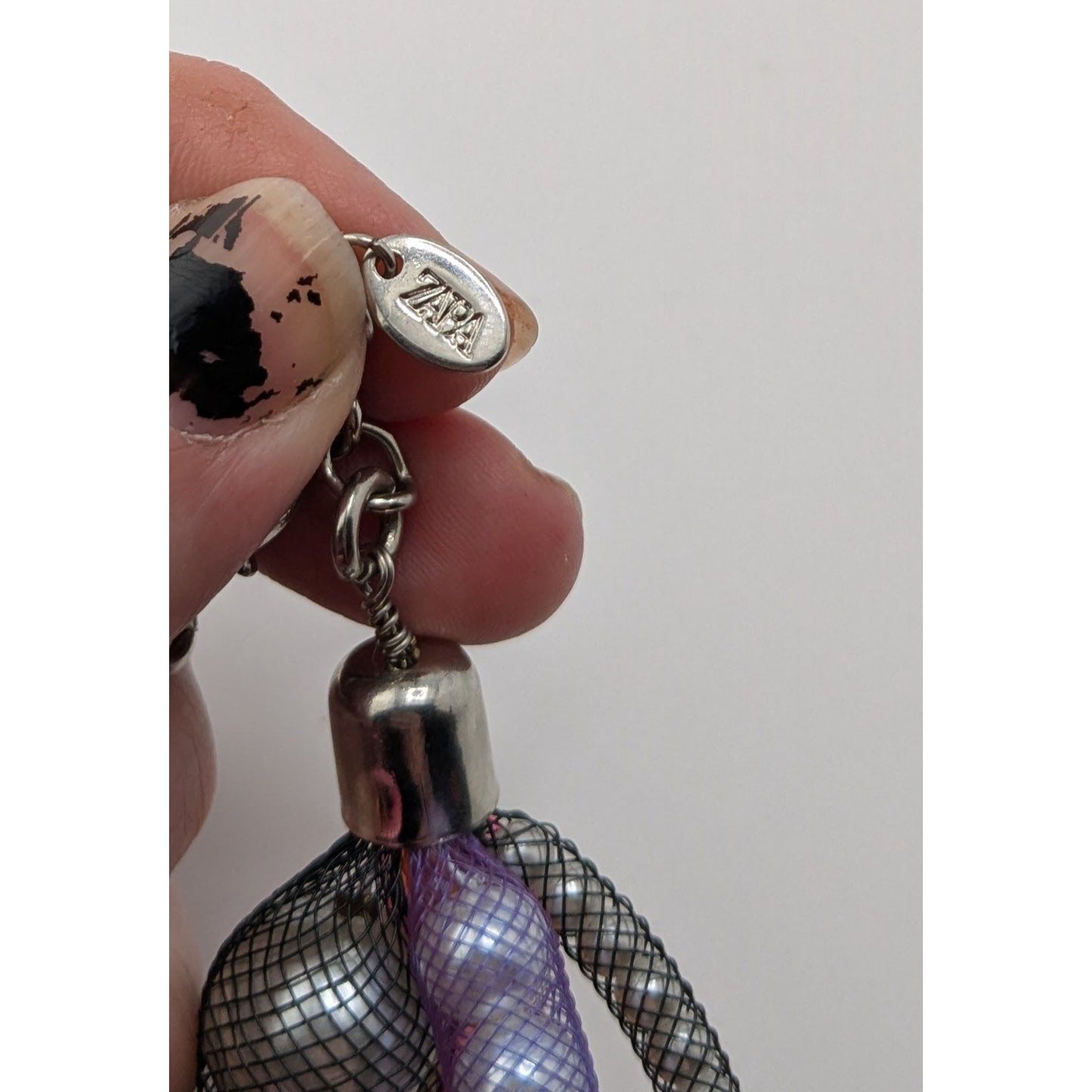 Zara Pearl Mesh Torsade Necklace Rainbow Glam Pink Purple Orange