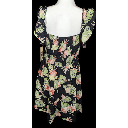 Madden NYC Juniors Flutter Sleeve Floral Cutout Dress