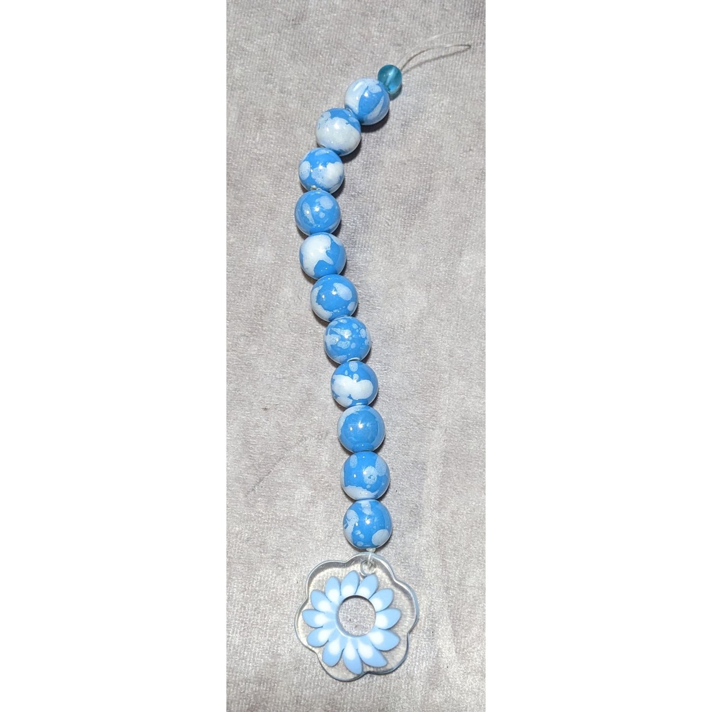 Whimsical Blue Floral Beaded Hanging Decorative Charm