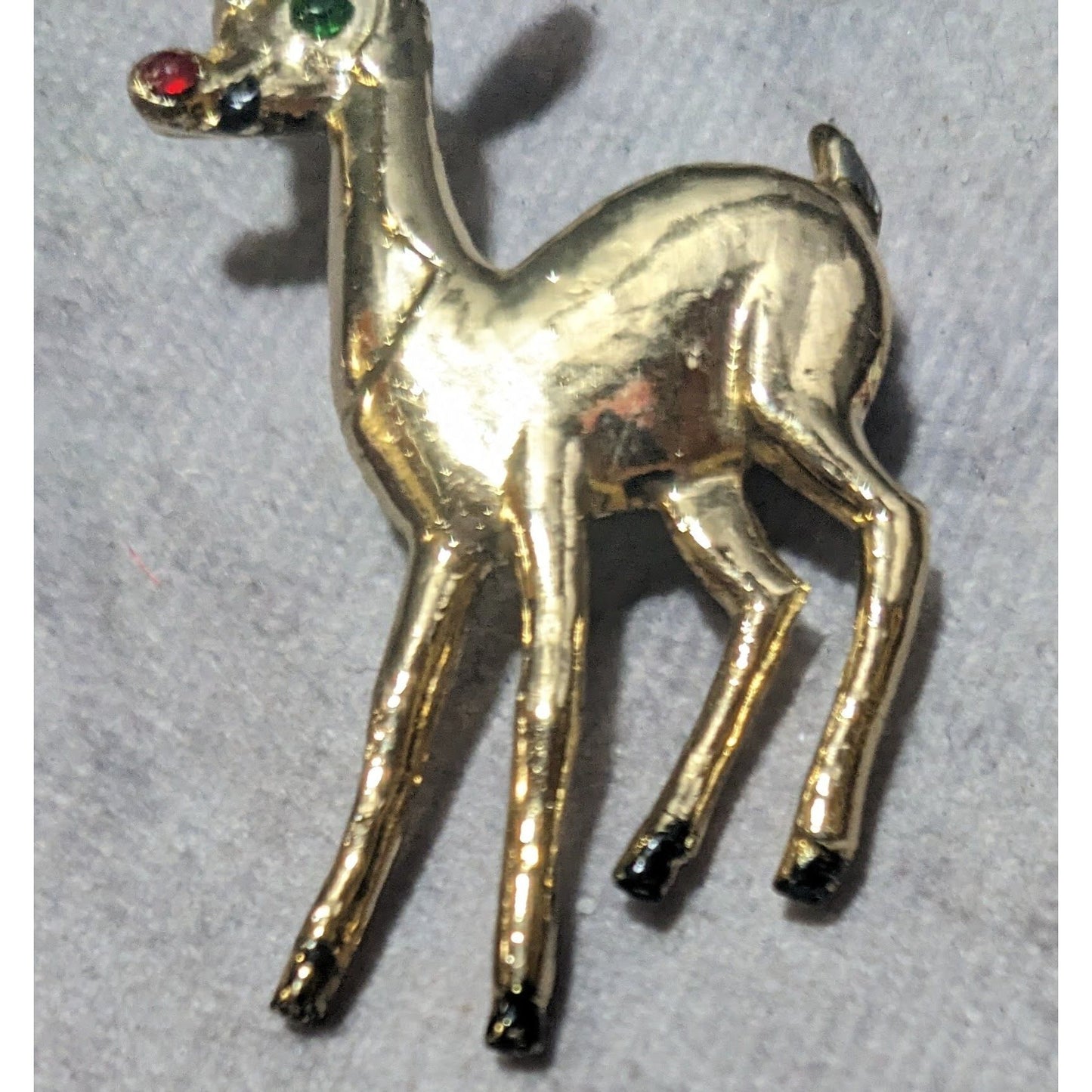 Vintage Gold Tone Holiday Reindeer Brooch