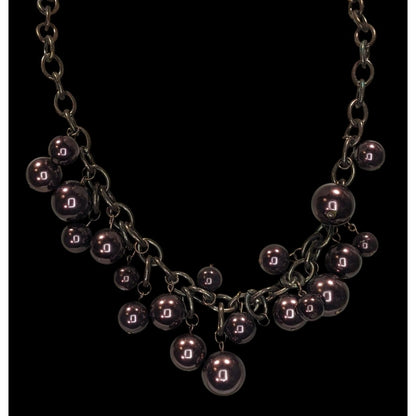 Chunky Statement Necklace With Brown Beads & Antiqued Bronze Chain