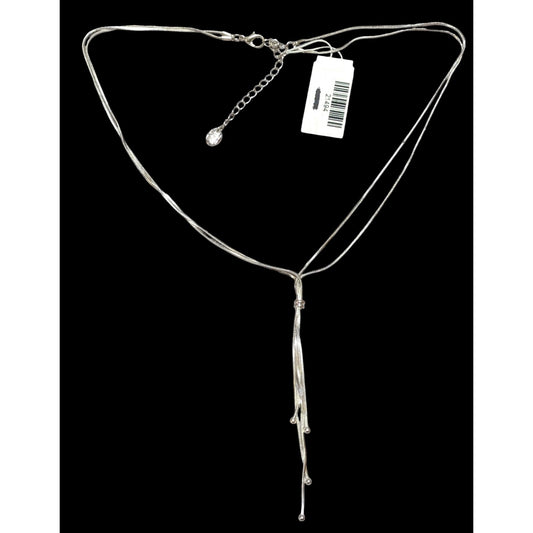 Elegant Silver Multilayer Chain Lariat Necklace