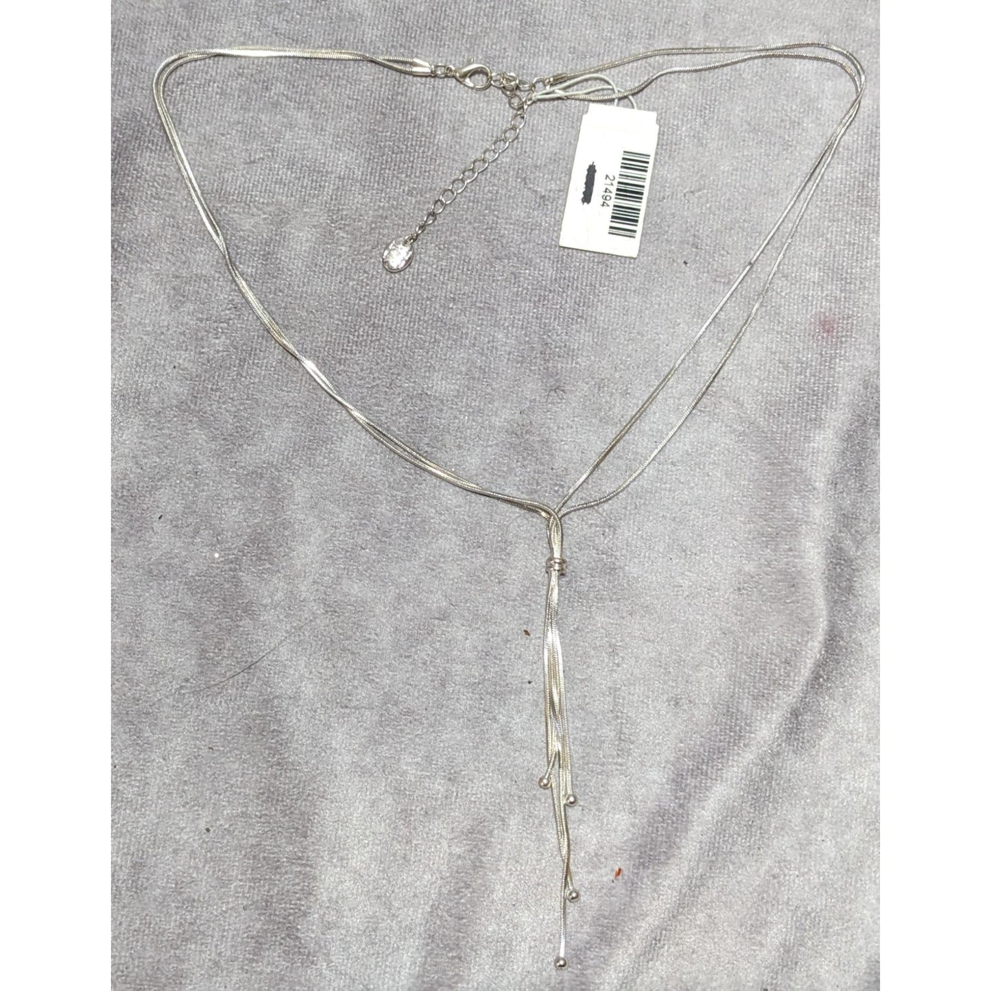 Elegant Silver Multilayer Chain Lariat Necklace