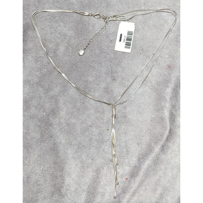 Elegant Silver Multilayer Chain Lariat Necklace