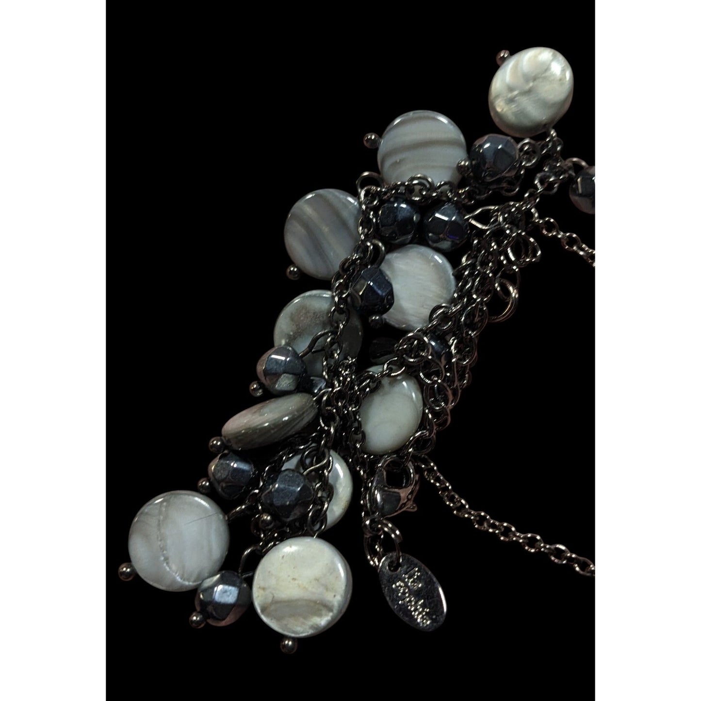 Lia Sophia Grey Mother Of Pearl Charm Necklace
