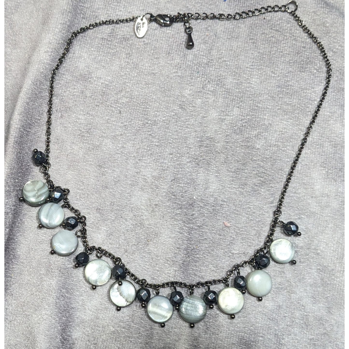 Lia Sophia Grey Mother Of Pearl Charm Necklace