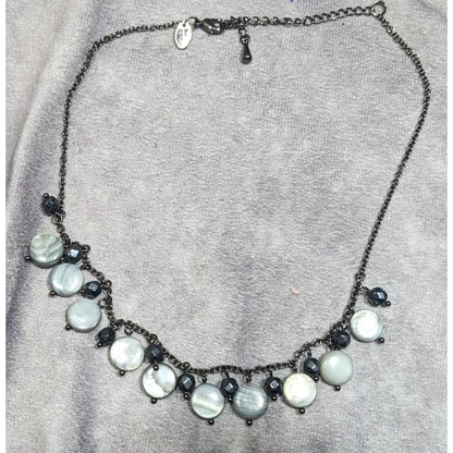Lia Sophia Grey Mother Of Pearl Charm Necklace