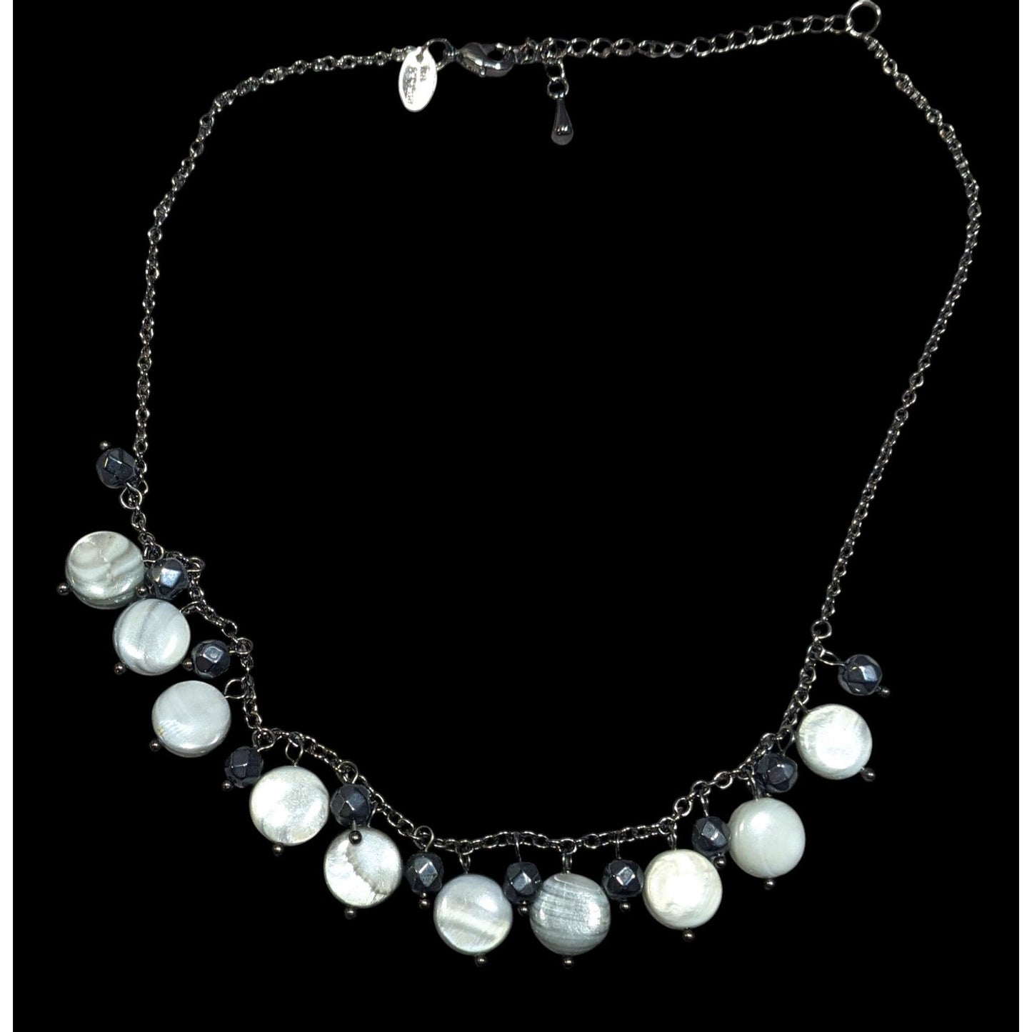 Lia Sophia Grey Mother Of Pearl Charm Necklace
