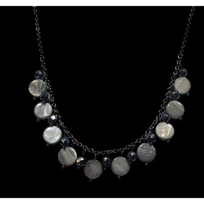 Lia Sophia Grey Mother Of Pearl Charm Necklace