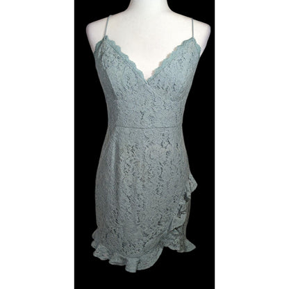 Angel Biba Light Blue Floral Lace Asymmetrical Dress