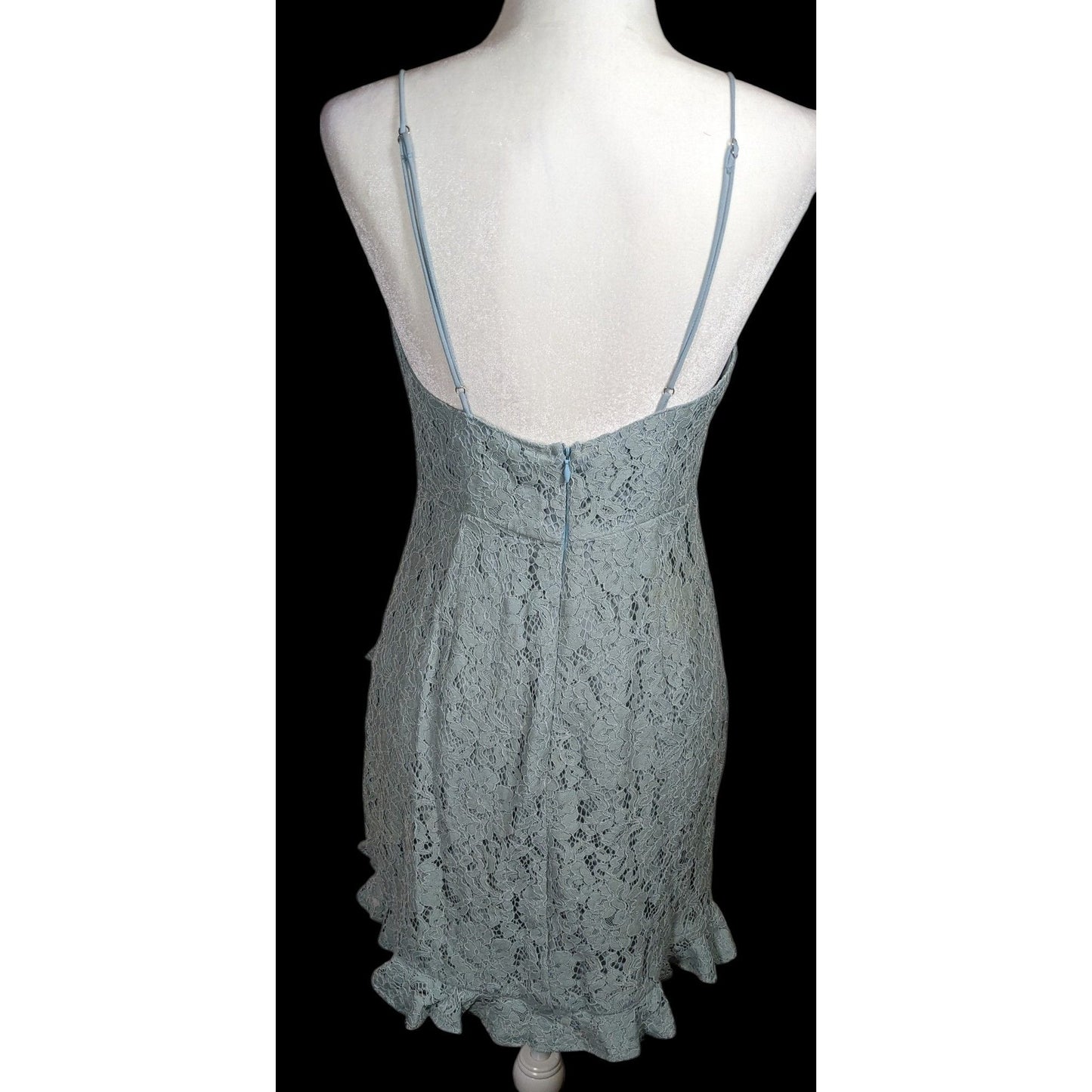 Angel Biba Light Blue Floral Lace Asymmetrical Dress