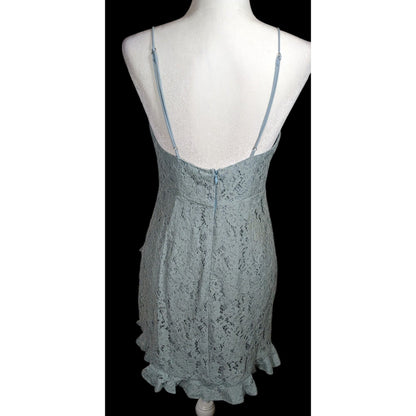 Angel Biba Light Blue Floral Lace Asymmetrical Dress