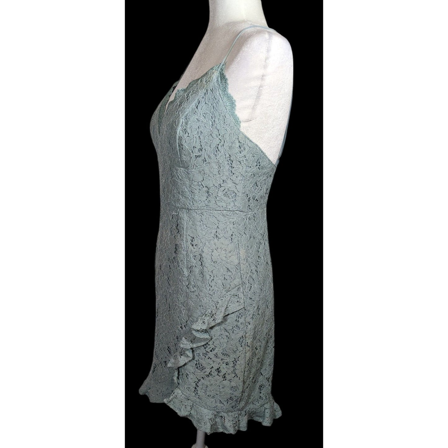 Angel Biba Light Blue Floral Lace Asymmetrical Dress