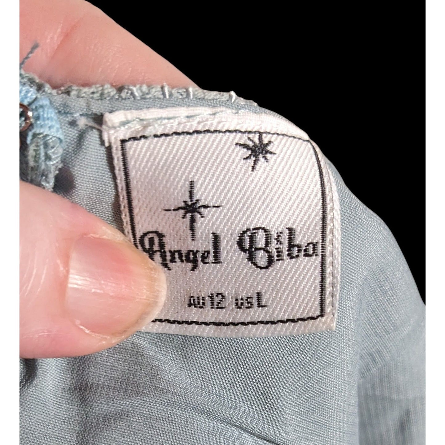 Angel Biba Light Blue Floral Lace Asymmetrical Dress