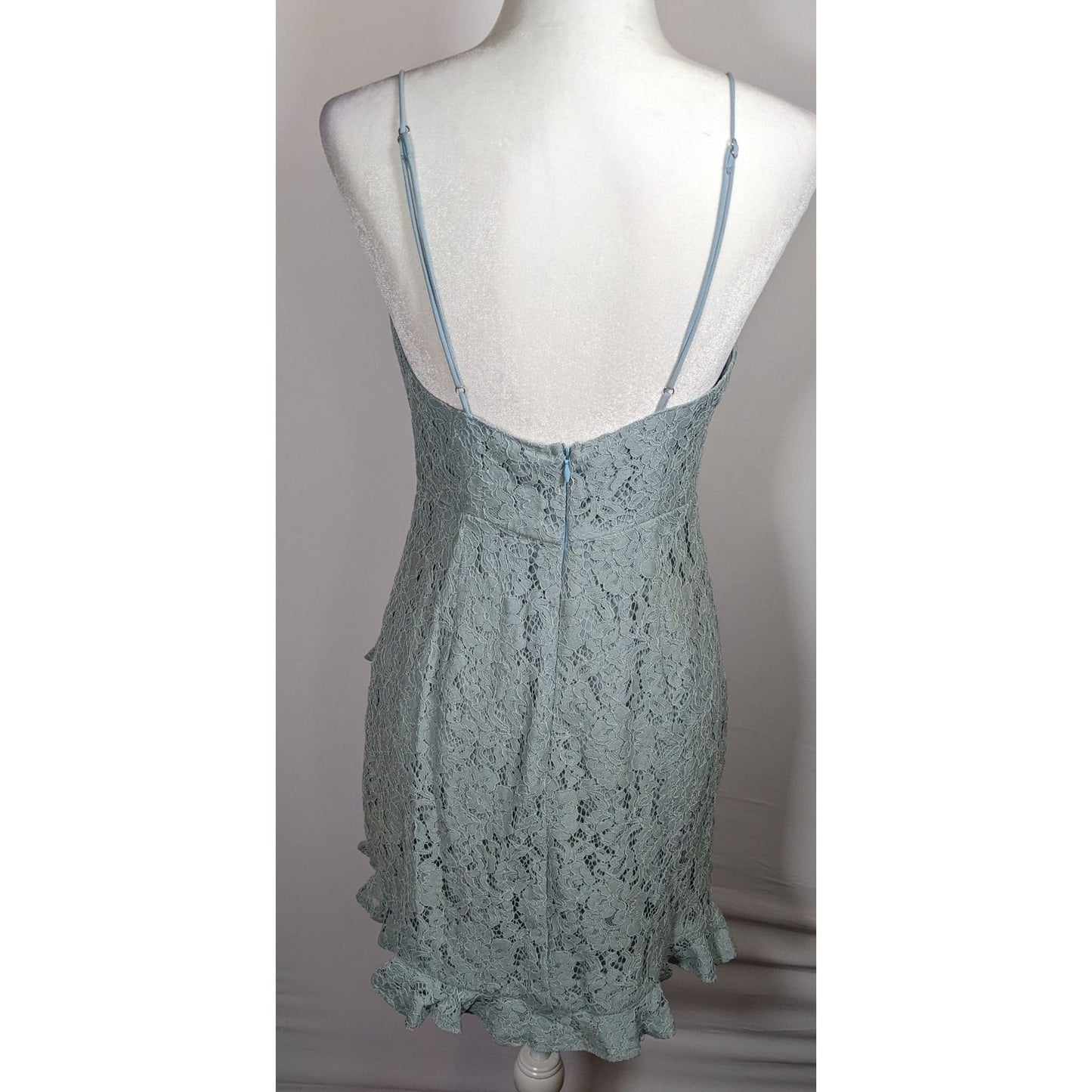 Angel Biba Light Blue Floral Lace Asymmetrical Dress