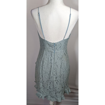 Angel Biba Light Blue Floral Lace Asymmetrical Dress