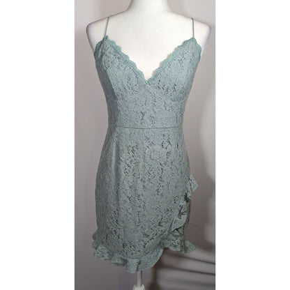 Angel Biba Light Blue Floral Lace Asymmetrical Dress