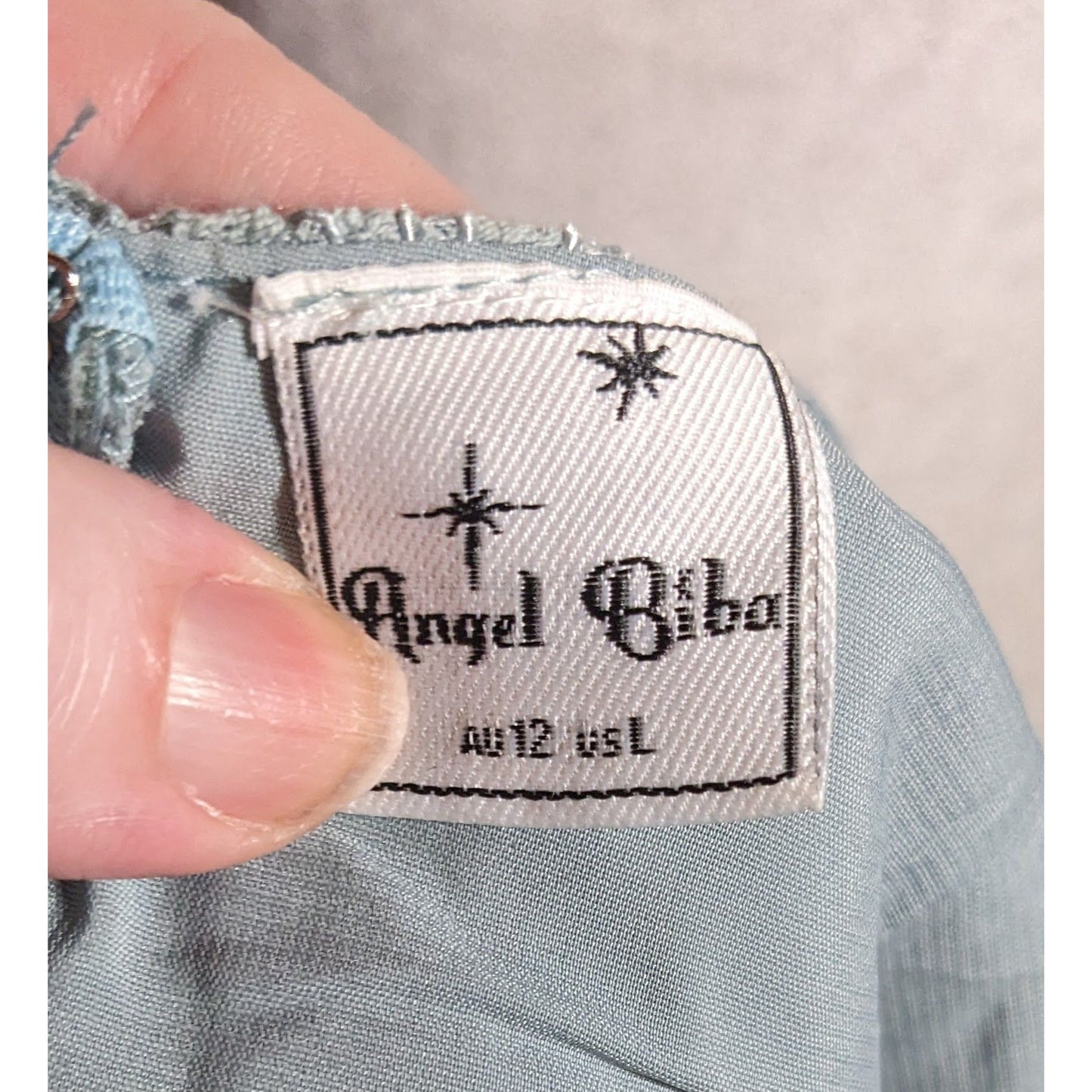 Angel Biba Light Blue Floral Lace Asymmetrical Dress