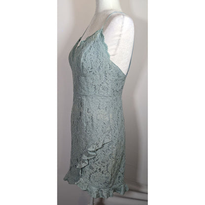 Angel Biba Light Blue Floral Lace Asymmetrical Dress